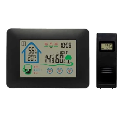 Abbildung von Denver WS 520 Wetterstation mit Touch Bedienung Innen, Außen Thermometer, Hygrometer, Extremtemperaturmessung, Fensteröffnungsindikator, Schwarz