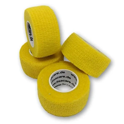 Abbildung von LisaCare Fingerpflaster selbsthaftend elastisches, wasserfestes, staub fett und schmutzabweisendes Pflaster GELB 4 Rollen á 2,5cm x 4,5m