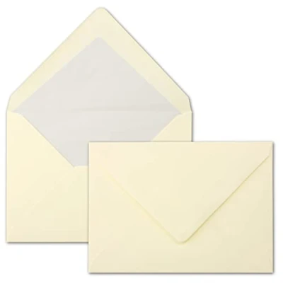 Abbildung von 25 Brief Umschläge Creme DIN C5 gefüttert 90 g/m² 16,2 x 22,9 cm Nassklebung mit spitzer Klappe hochwertige Kuverts von GUSTAV NEUSER