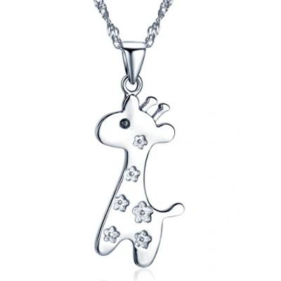 Abbildung von Unendlich U Fashion Damen Halskette Süß Hirsch Giraffe Kitze Anhänger 925 Sterling Silber Kettenanhänger