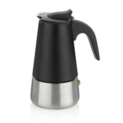 Abbildung von kela Espressokocher Induktion, Espressomaschine für 4 Tassen, Mokkakanne 200ml, FERRARA, Kaffeekocher Edelstahl schwarz matt
