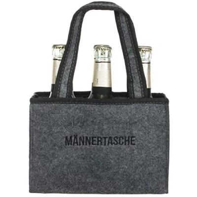 Abbildung von Brandsseller Herren Handtasche Flaschenkorb Flaschenträger Einkaufstasche Aufbewahrungstasche aus Filz für 6 Flaschen Grau Männertasche