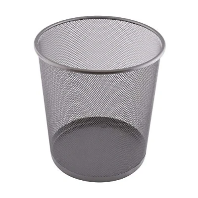 Abbildung von D.RECT Papierkorb Büro 12L Abfalleimer, aus Drahtgeflecht Mülleimer, Papiereimer Metall Büroeimer Mesh Runder, Silber
