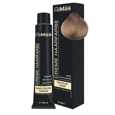 Abbildung von FemMas Haarfarbe Hell Lichtblond Intensiv 10.0 I Professionelle Creme mit Arganöl, Keratin &amp; Ceramiden dauerthafte Haarfärbung oder Tönung für strahlende Farbergebnisse 100 ml