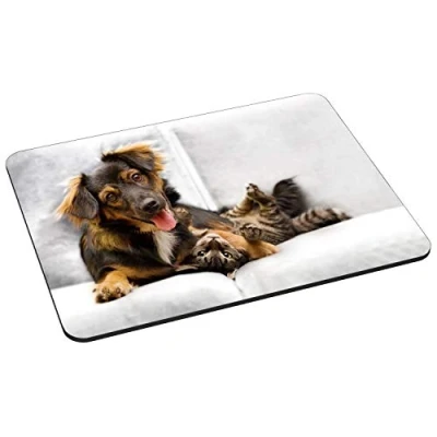 Abbildung von PEDEA Gaming und Office Mauspad 220 x 180 mm mit vernähten Rändern rutschfester Unterseite, Cat and Dog
