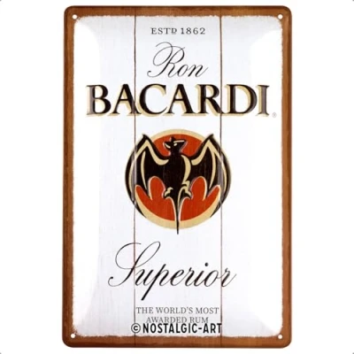 Abbildung von Nostalgic Art Retro Blechschild, 20 x 30 cm, Bacardi Superior White Wood Geschenk Idee als Bar Zubehör, aus Metall, Vintage Design