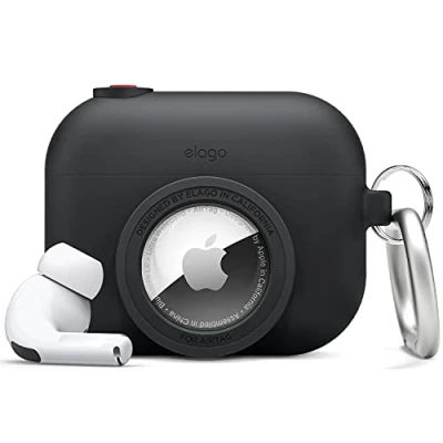 Abbildung von elago Sofortige Schutzhülle, kompatibel mit AirPods Pro, AirTag, Schutzhülle im klassischen Design für Kamera, Schlüsselanhänger inklusive [Tracking Gerät Nicht Lieferumfang