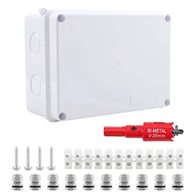 Abbildung von LANUCN IP65 Abzweigdose Aufputz Wasserdicht, 150x110x70mm, Groß ABS Verteilerdose Außen, Ap Klemmkasten mit Kabelverschraubung für Ø6 12 mm, Weiß Abzweigkasten Garten