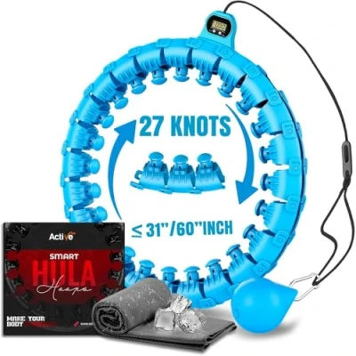 Abbildung von K MART Smart Hula Hoop, Weighted Adjustable Fitness Exercise 27 Removable Knots/Links, Blue