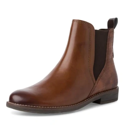 Abbildung von MARCO TOZZI Damen Chelsea Boots mit Lederanteil zum Schlupfen, Braun (Cognac Comb), 37 EU