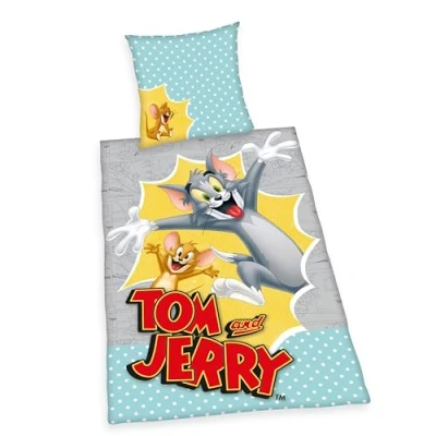 Abbildung von Herding Bettwäsche Set Tom &amp; Jerry, Kopfkissenbezug 80 x cm, Bettbezug 135 200 Mit leichtläufigem Reißverschluss, Baumwolle