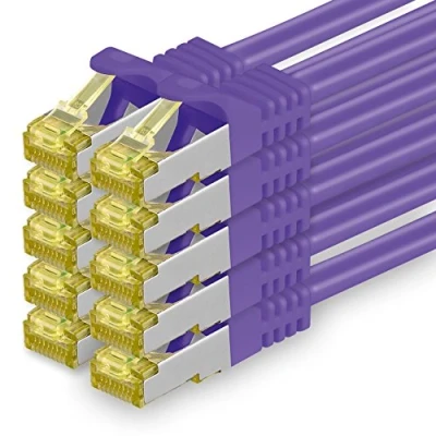 Abbildung von Cat.7 Netzwerkkabel 1m Violett 10 Stück Cat7 Ethernetkabel Netzwerk LAN Kabel Rohkabel Gb s SFTP PIMF LSZH Set Patchkabel mit Rj 45 Stecker Cat.6a