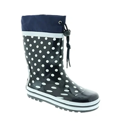 Abbildung von Playshoes Mädchen Gummistiefel Punkte Schlupfstiefel, Marine, 34/35 EU