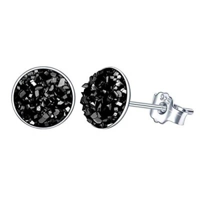 Abbildung von Yumilok Damen Ohrstecker 925 Sterling Silber rund Kristall 8mm blau Gestüt Piercing Ohrringe Ohrschmuck für Mädchen