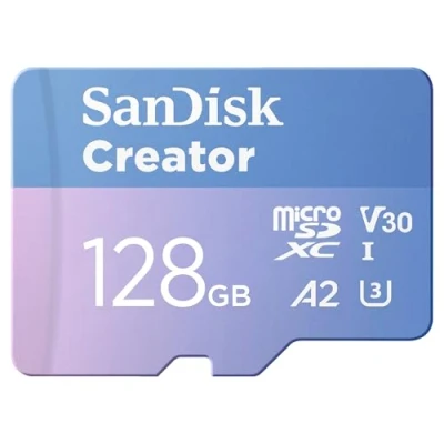 Abbildung von SanDisk Creator microSDXC UHS I Speicherkarte 128 GB + Adapter (Für Smartphones, Kameras und Drohnen, 5.3K &amp; 4K, A2, C10, V30, U3, bis zu 190 MB/s Übertragung, inkl. 3 Monate Adobe Lightroom)
