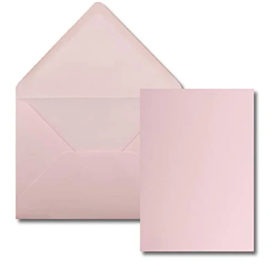 Abbildung von 25 Stück Karte mit Umschlag Set Einzel Karten Din A5 14,8 x 21 cm rosa Brief Umschlägen C5 15,4 22 Nassklebung