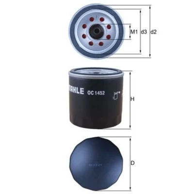 Abbildung von MAHLE ORIGINAL OC 1452 Ölfilter mit einem Rücklaufsperrventil Anschraubfilter FORD: Kuga Mk3, Galaxy Mk3 MPV, Mondeo 5 Kombi, FORD USA: Edge Mk2