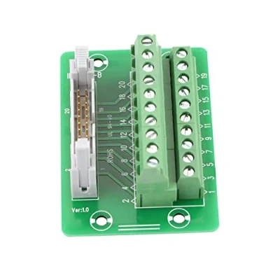 Abbildung von IDC20P 20 poliger Stiftleisten Anschlussklemmenblock Breakout Board SPS Schnittstelle mit Halterung für die DIN Schienenmontage