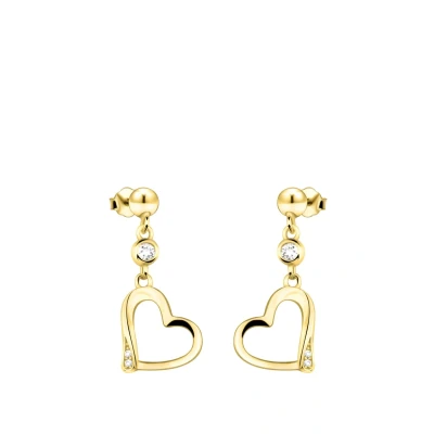 Abbildung von SOFIA MILANI Damen Ohrringe 925 Silber vergoldet/golden &amp; mit Zirkonia Steinen Herz Kugel Ohrstecker E2297