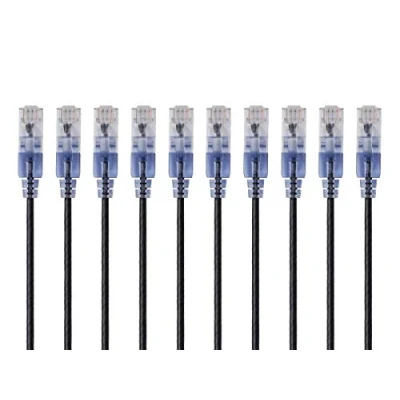 Abbildung von Monoprice Cat6A Ethernet Patchkabel 30 cm Schwarz Netzwerkkabel RJ45, 550 MHz, UTP, reiner blanker Kupferdraht, 10 G, AWG, Stück SlimRun Serie