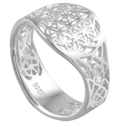 Abbildung von Vinani Ring Lebensblume Blume des Lebens Mandala glänzend offen Sterling Silber 925 Größe 52 (16.6) RLB52