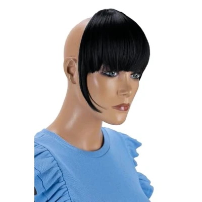 Abbildung von CAISHA Pony Clip In Extensions Stirnfransen Haarteil Haarverlängerung Schwarz HF10 2