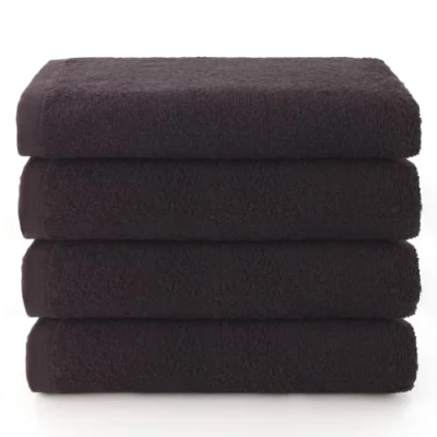 Abbildung von Top Towel Plus Badetücher 4 Gesichts oder Bidettücher 30 x 50 cm 100% Baumwolle Schwarz