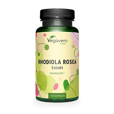 Abbildung von RHODIOLA ROSEA Kapseln Vegavero® PREMIUM ROHSTOFF RhodioLife® 3% Rosavin &amp; 1% Salidroside Rosenwurz Extrakt 200 mg 120 Vegan