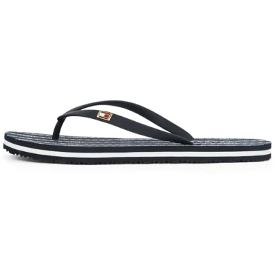 Abbildung von Tommy Hilfiger Damen Flip Flops Strap Beach Sandals mit Logo, Blau (Space Blue), 38