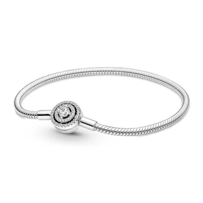 Abbildung von Pandora Armband Timeless &quot;Sternverschluss&quot; Silber, Zirkonia 599639C01 Moments Asymmetrischer Stern Verschluss Schlangen Gliederarmband in Sterling Gr. 20, 20