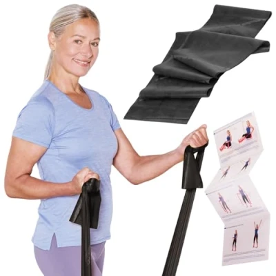Abbildung von TheraBand Original Fitnessband 1,5m Resistance Band für Ganzkörpertraining, Kraft &amp; Flexibilität Ideal Physiotherapie, Fitness Sport Schwarz