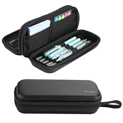 Abbildung von ProCase Eva Federmäppchen Stifteetui, Doppellagiges Schlamperetui, Große Kapazität Stift Tasche Pencil Case Schwarz