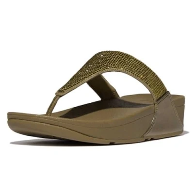 Abbildung von Fitflop Damen Lulu Crystal Embellished Toe Post Sandale, Metallic Camo Green, 41 EU