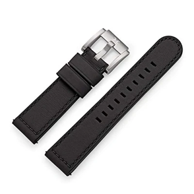 Abbildung von TW Steel Marc Coblen Armband Uhrenband Uhrenarmband Leder 22 MM mit Stahlschließe (Schwarz Dunkle Naht)