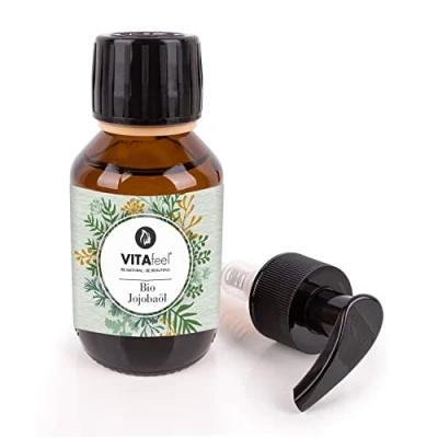 Abbildung von VitaFeel Bio Jojobaöl Gold 100% reines kaltgepresstes Öl, 1er Pack (1 x 100 ml)