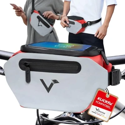 Abbildung von Valkental® x KLICKfix® 3in1 Fahrradtasche Lenker Vollreflektierend &amp; Wasserfest Geeignet als Lenkertasche Bauchtasche 4L Volumen Fahrrad KLICKfix Ebike