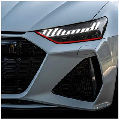 Abbildung von Devil Eye® Scheinwerferfolie rot Zierstreifen Dekor Dekorleiste Folie Flexibel für Scheinwerfer Kfz Auto Zubehör Selbstklebend KX004 (Kompatibel mit Audi A7 ab 2018)