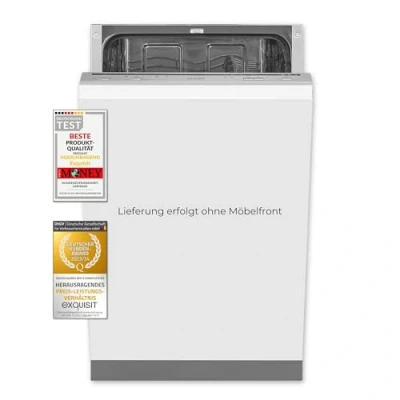 Abbildung von Exquisit Einbaugeschirrspüler EGSP1009 E 030E silber Geschirrspüler vollintegriert 45 cm 9 Maßgedecke Spülmaschine cm…