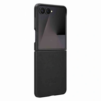 Abbildung von Samsung Galaxy Z Flip 7 Hülle Kunstleder Original Hard Case/Backcover Handyhülle Schwarz