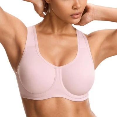 Abbildung von SYROKAN Damen Starker Halt Sports BH Große Brüste mit Bügel für Größen Rhodonit Rosa 85D