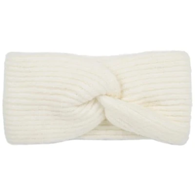 Abbildung von styleBREAKER Damen Strick Stirnband mit Twist Knoten und Rippenmuster einfarbig, warmes Winter Haarband, Headband 04026072, Farbe:Creme