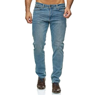 Abbildung von BARBONS Herren Jeans Regular Fit Stretch Hochwertige Straight Hose Business Anzug Freizeit 05 hellblau 30W / 30L