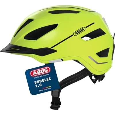 Abbildung von ABUS Stadthelm Pedelec 2.0 Fahrradhelm mit Rücklicht und Regenhaube für den Stadtverkehr Damen Herren Gelb, Größe M