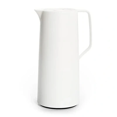 Abbildung von Emsa N41704 Motiva Isolierkanne 1 Liter Quick Press Verschluss 12h heiß, 24h kalt Glaskolben Made in Germany Nordisches Design Weiß
