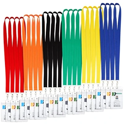 Abbildung von Schlüsselbänder von Juvale (Set, 24 Stück) Inklusive PVC Ausweishalter für Ausweise, Schlüsselkarten, Namensschilder Perfekt Messen, Seminare, Kongresse 6 Farben