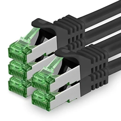 Abbildung von 1aTTack.de 1 M Cat.7 Netzwerk Kabel 5 Stück Cat7 Patch Lan Ethernet RJ45 10 Gbit/s (Alle Internetgeschwindigkeiten) Schwarz Meter