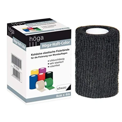 Abbildung von Höga Haft Color schwarz 8 cm x 4 m gedehnt, kohäsive (selbsthaftende) elastische Fixierbinde (1 Stück)