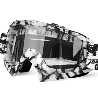 Abbildung von KINGBIKE Motocross Brille,Mtb Brille Dirt Bike ATV Crossbrille goggle,Sicherheit Tactical Riding Motorradbrillen für MäNner Frauen Jugend Fit ÜBer UV400 (Schwarz Weiss)