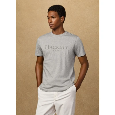 Abbildung von Hackett London Heritage ESS TEE Tshirt print, Herren, Größe: Large, Light grey marl