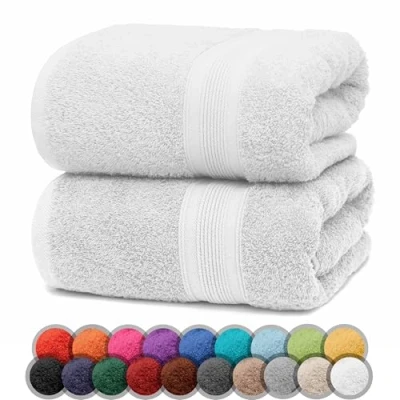 Abbildung von NatureMark 2er Pack DUSCHTÜCHER Premium Qualität 70x140cm DUSCHTUCH Dusch Handtuch Doppelpack Farbe: Weiß